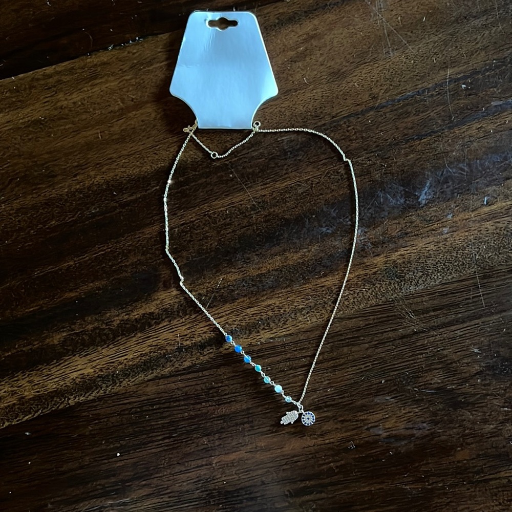 evil eye 14k gold charm necklace